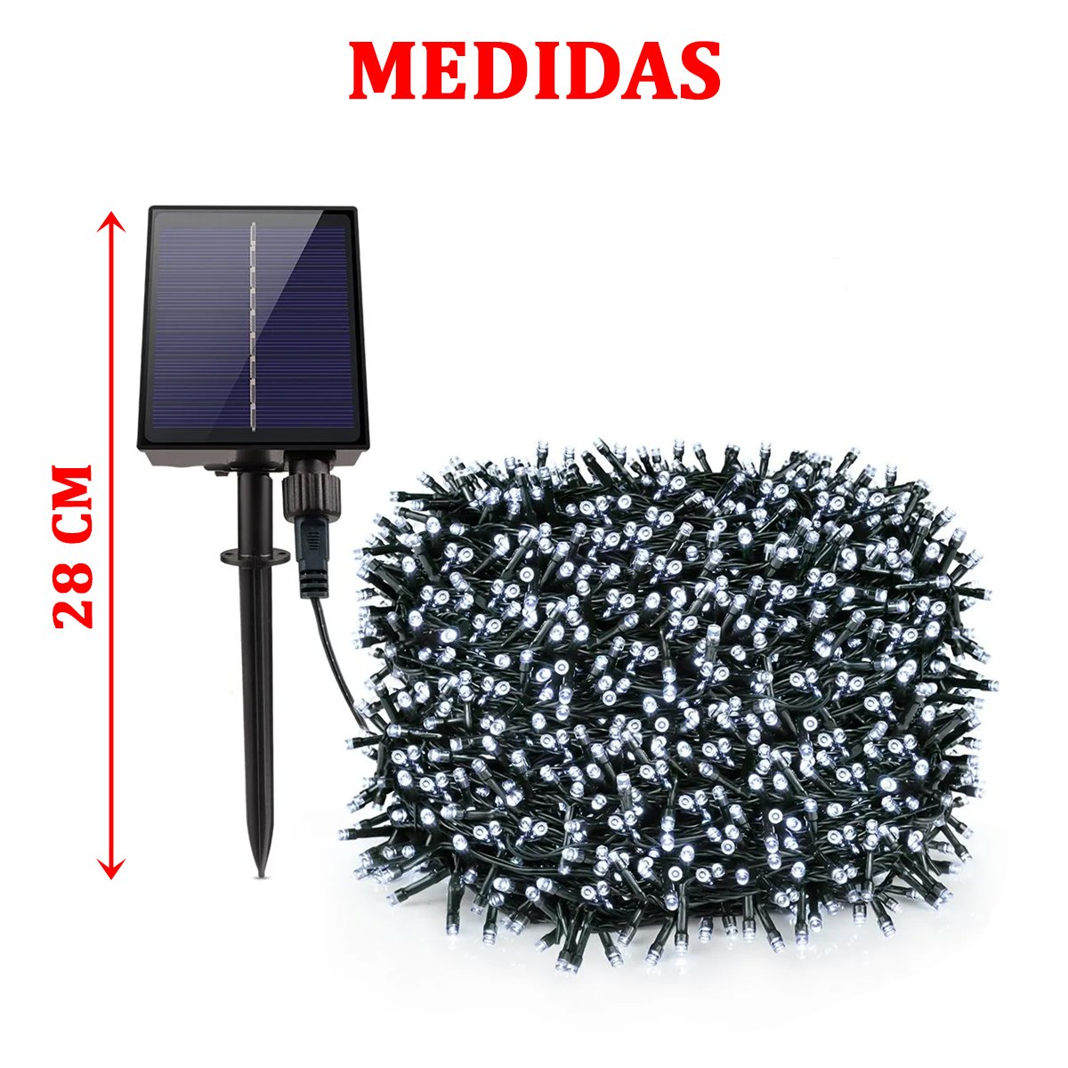 Pisca Fio De LEDs Solar 500 Lâmpadas Decoração Externa 50m