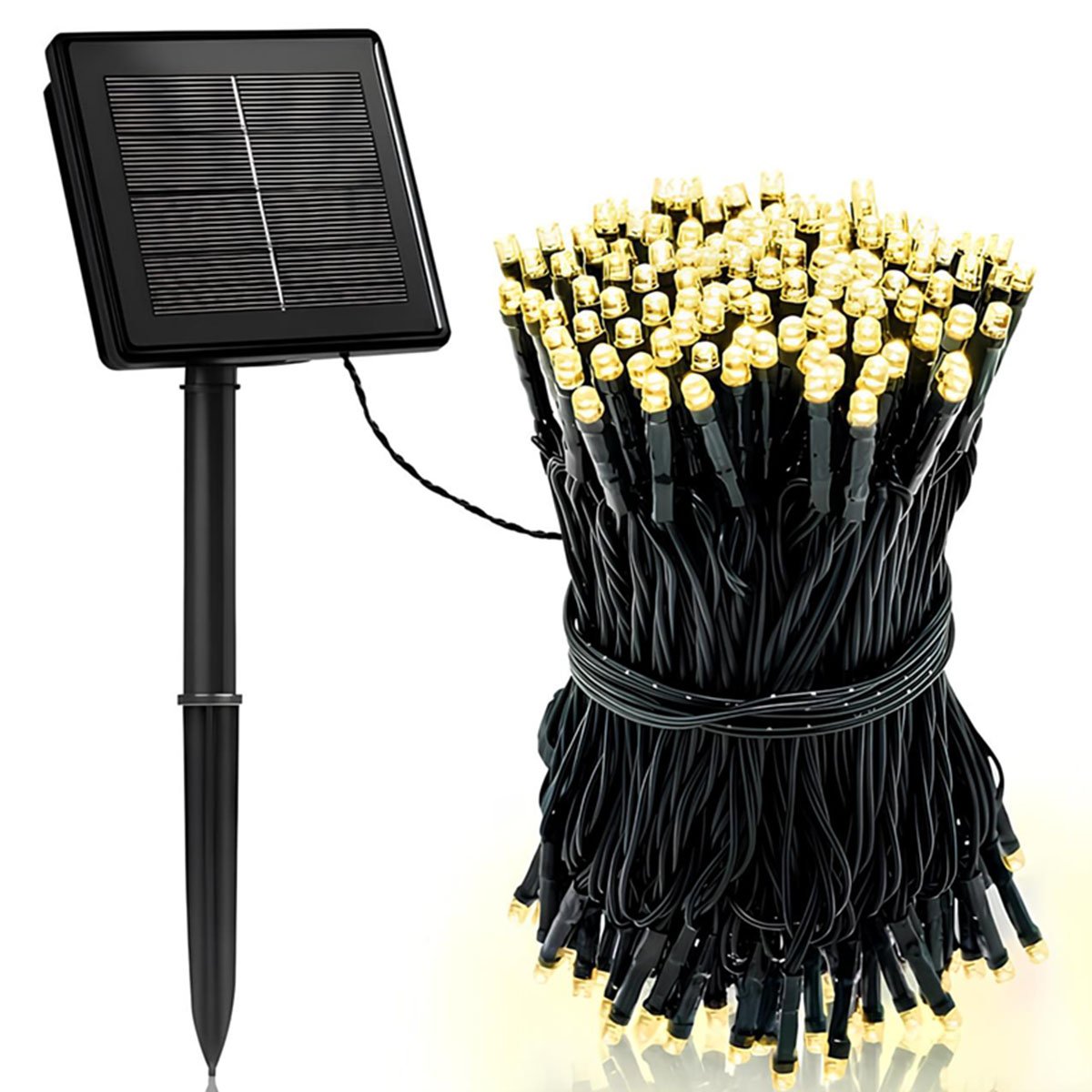 Pisca Fio Luzes LEDs Solar Amarelo 500 Lâmpadas Natal De 50m