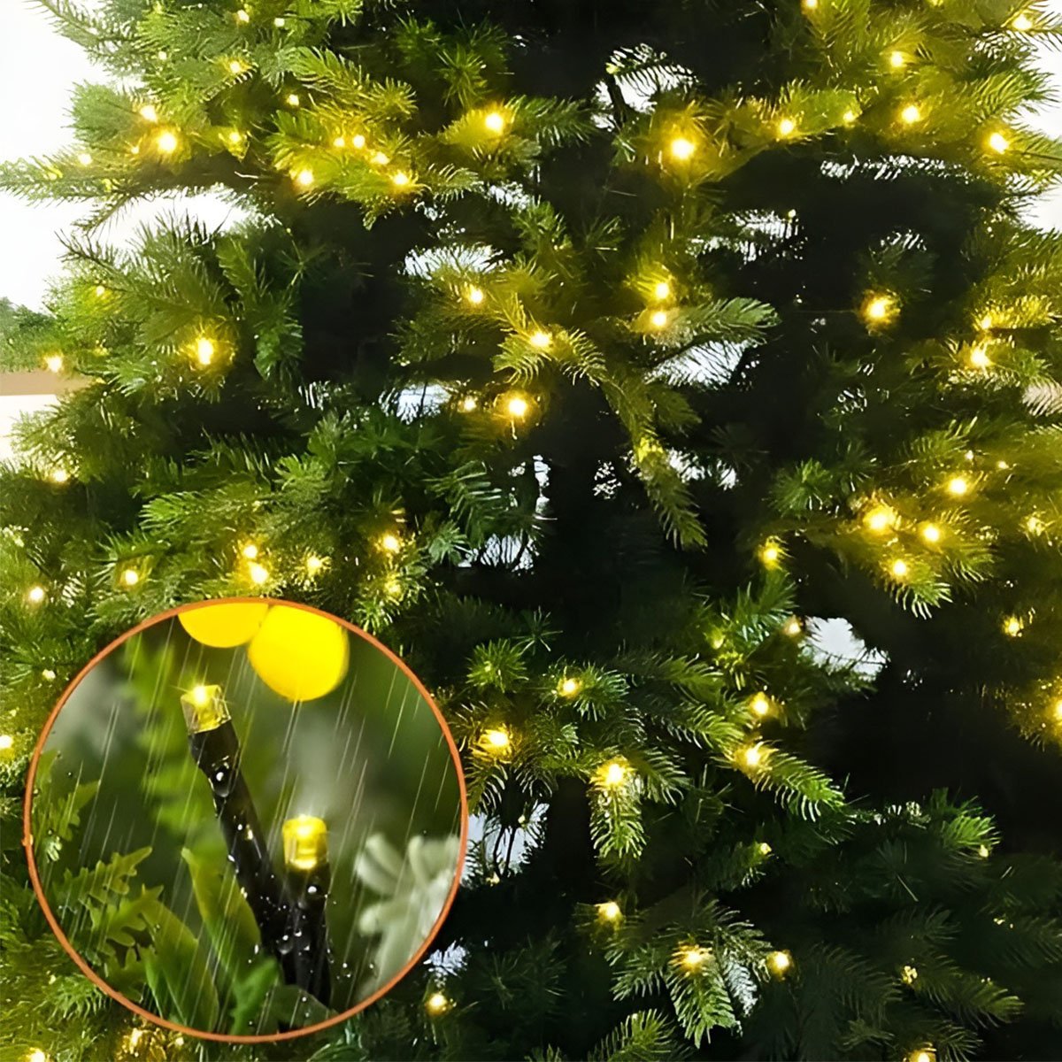 Pisca Fio Luzes LEDs Solar Amarelo 500 Lâmpadas Natal De 50m