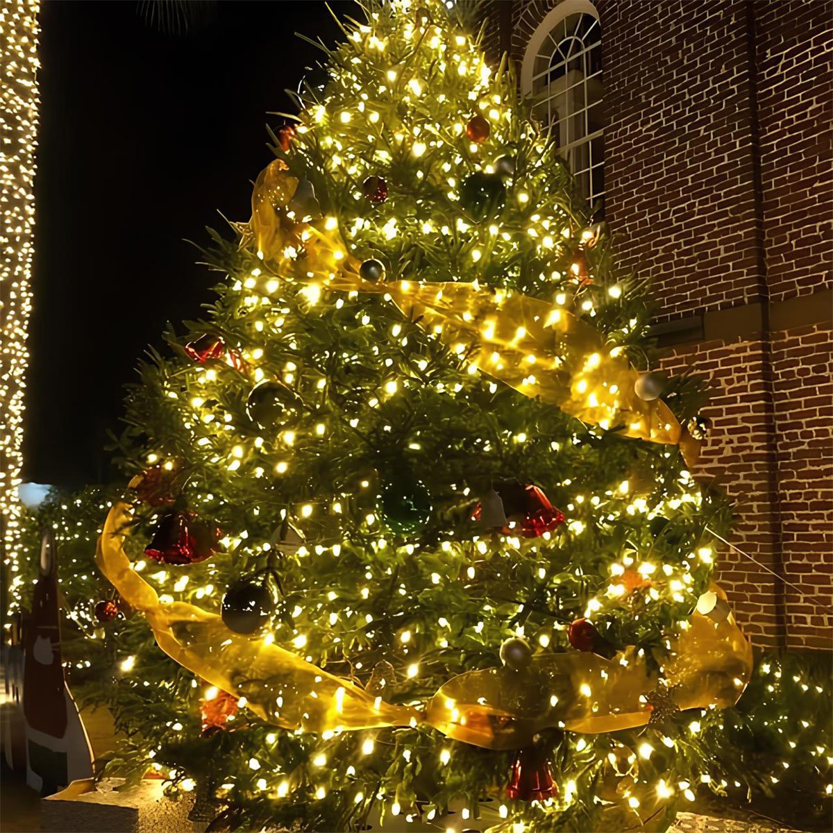 Pisca Fio Luzes LEDs Solar Amarelo 500 Lâmpadas Natal De 50m