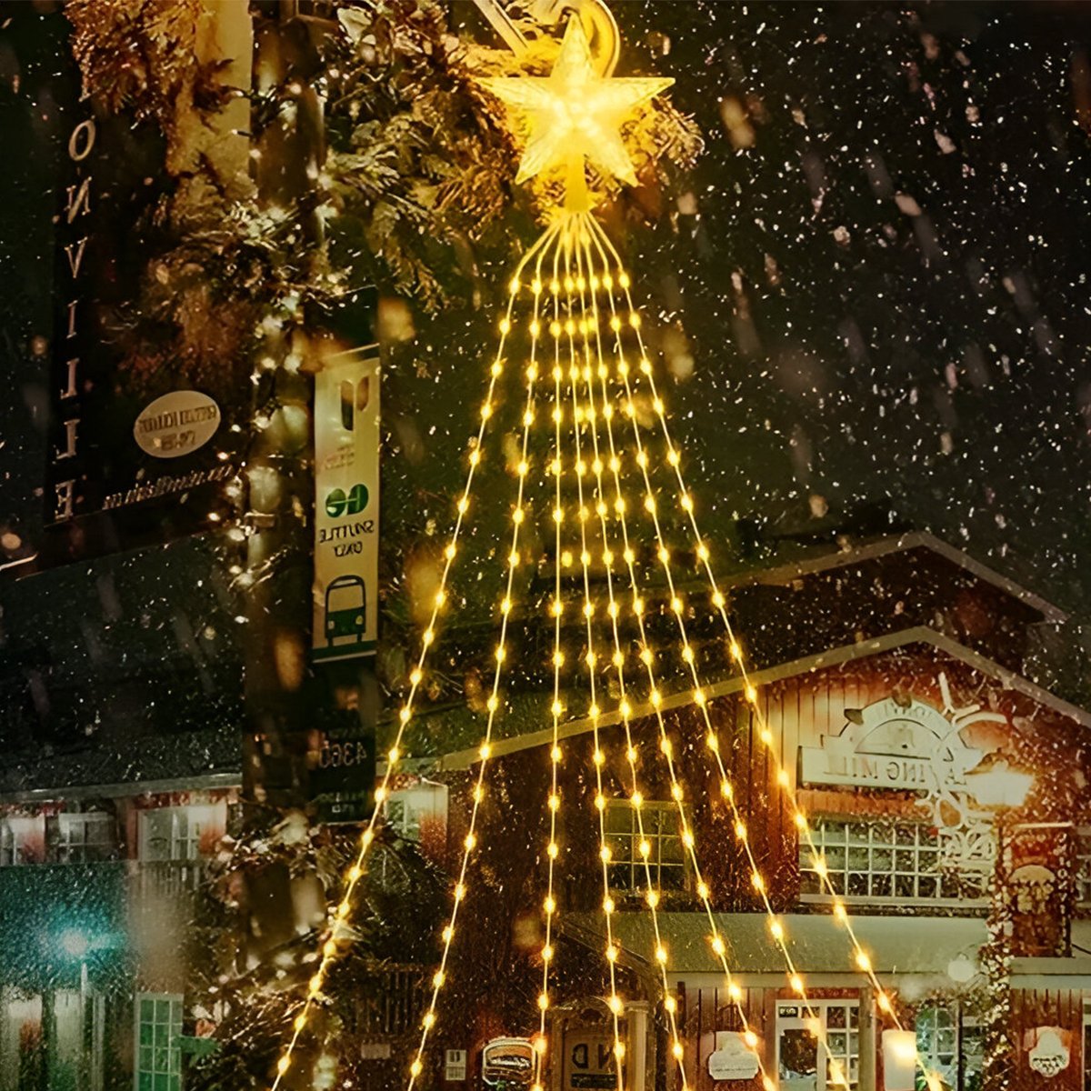 Pisca Luzes LEDs Amarelo Ponteira Estrela Árvore De Natal