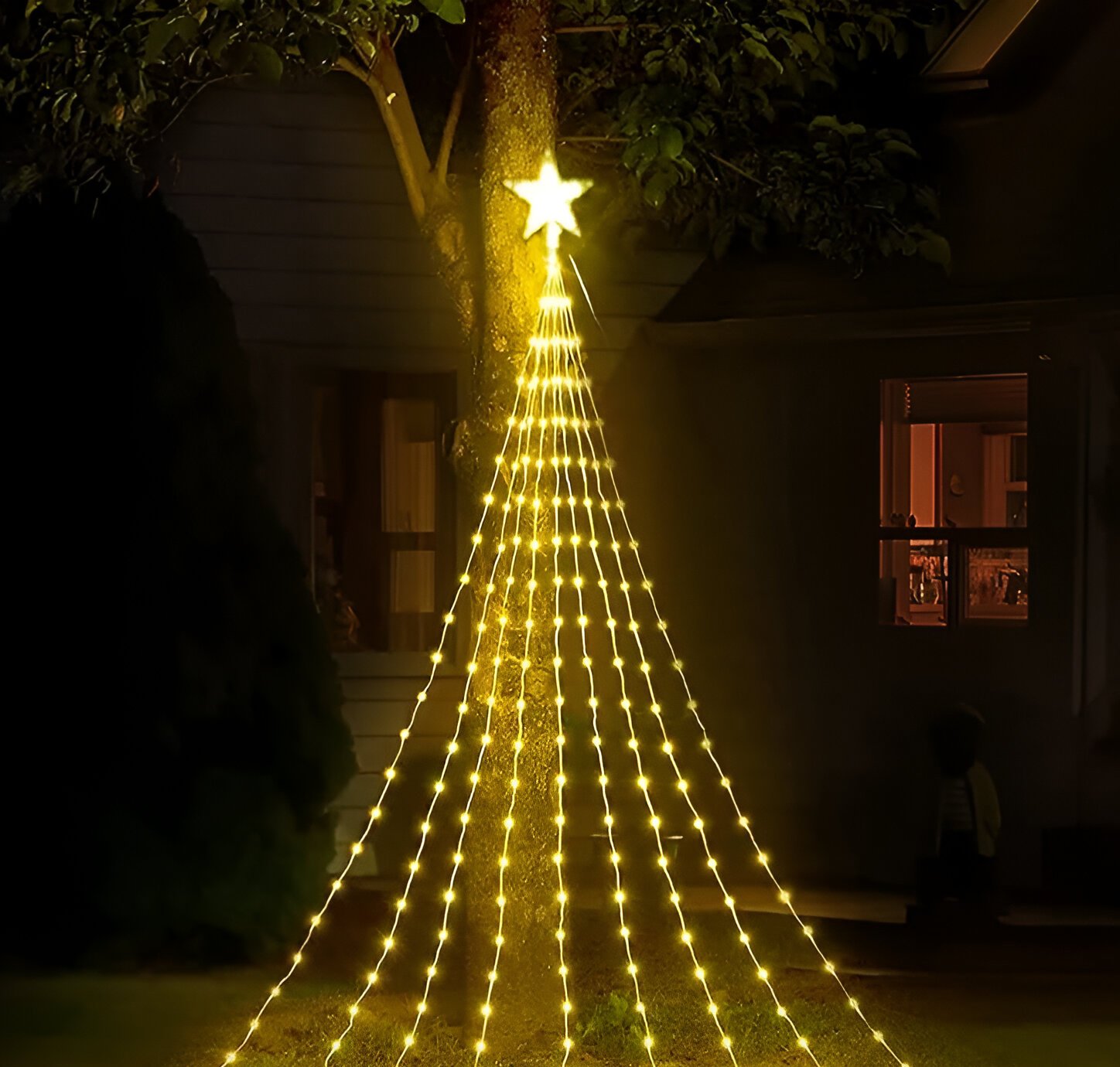 Pisca Luzes LEDs Amarelo Ponteira Estrela Árvore De Natal