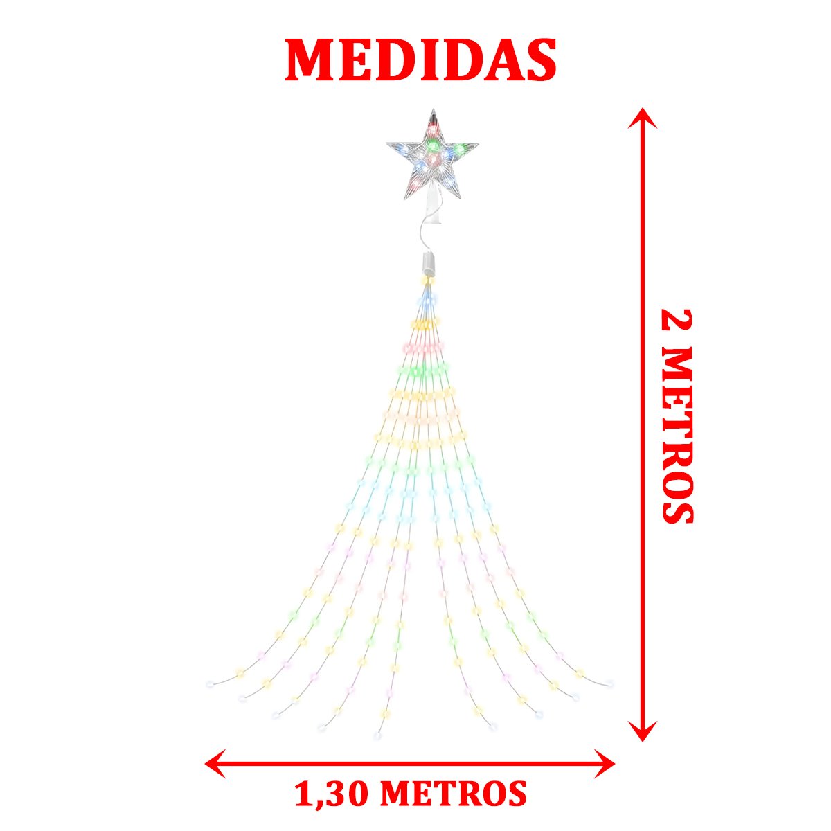 Pisca Luzes LEDs Amarelo Ponteira Estrela Árvore De Natal