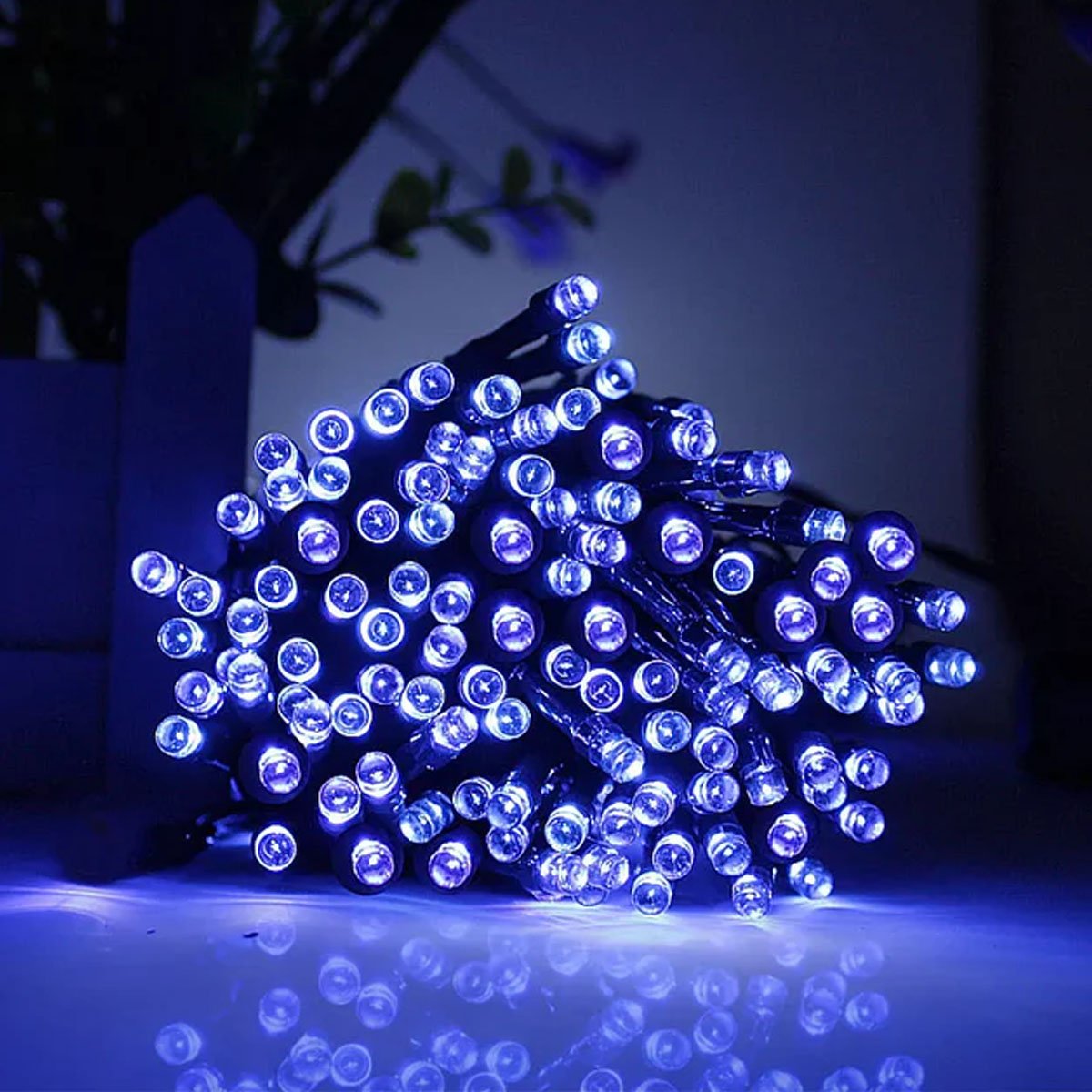 Pisca Pisca Cordão Solar Natal 100 Lâmpadas LEDs Azul De 10M