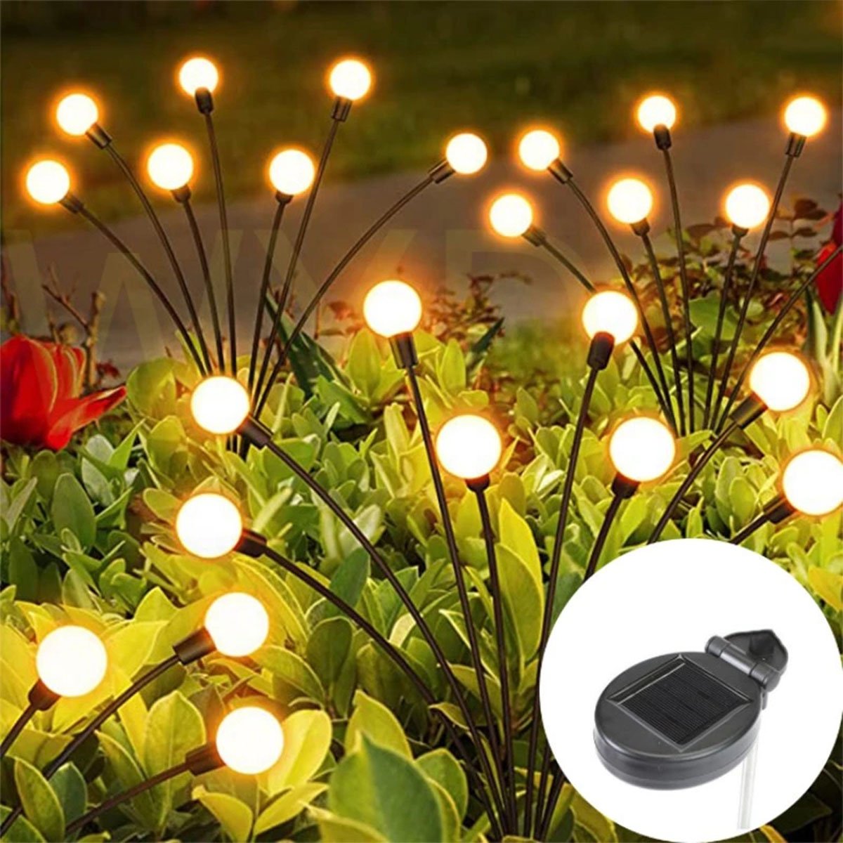 Pisca Solar De Bolinhas Jardim 12 Lâmpadas LEDs Amarelo 60cm
