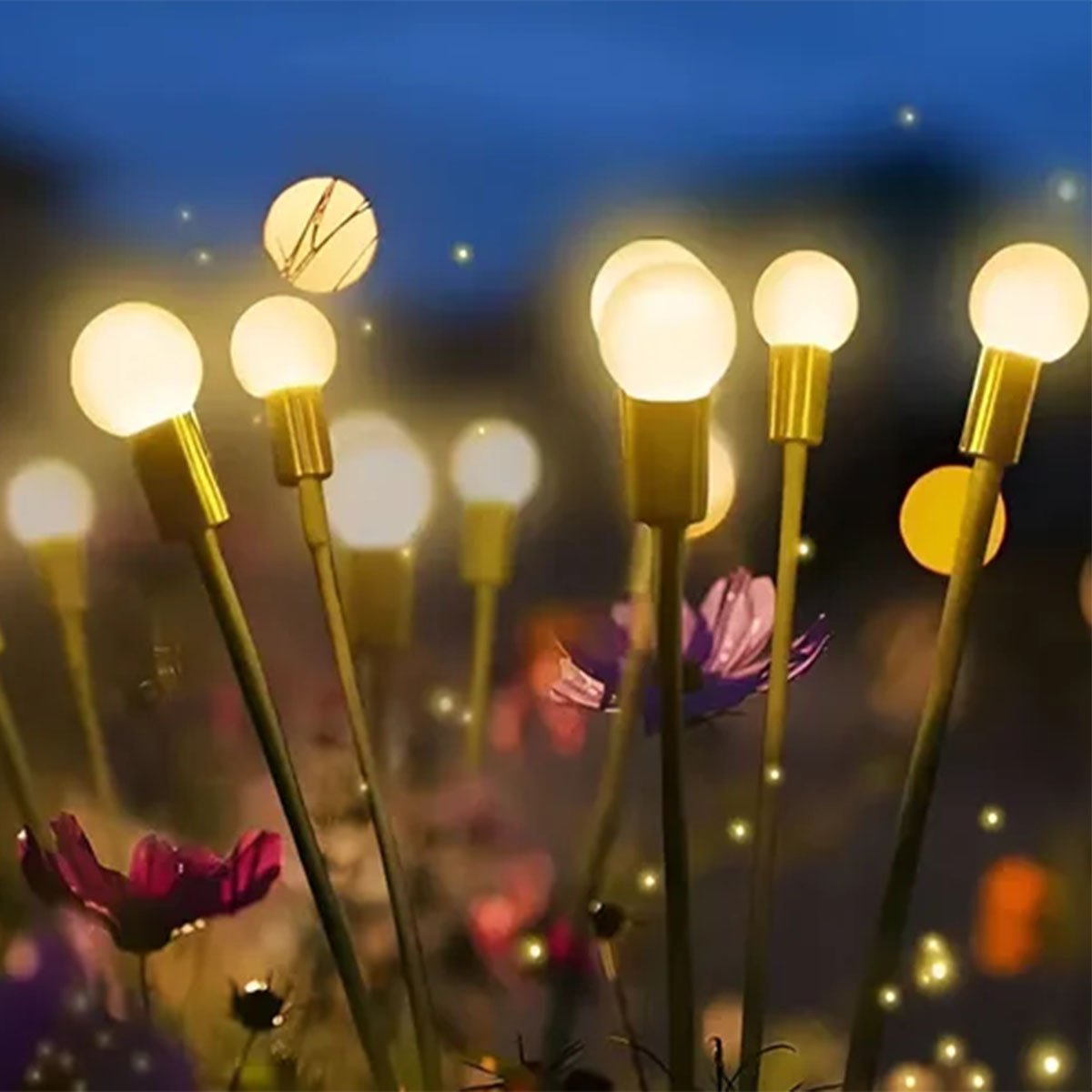 Pisca Solar De Bolinhas Jardim 12 Lâmpadas LEDs Amarelo 60cm