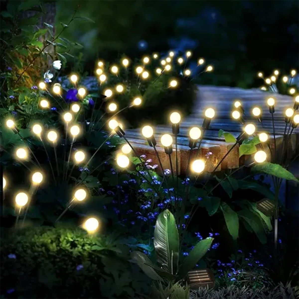 Pisca Solar De Bolinhas Jardim 12 Lâmpadas LEDs Amarelo 60cm