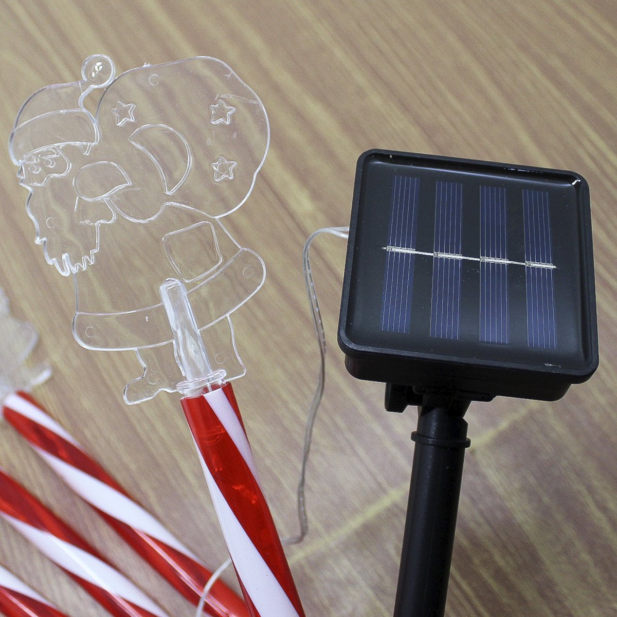 Pisca Solar Decoração Papai Noel LEDs Amarelo Jardim De 2,5m