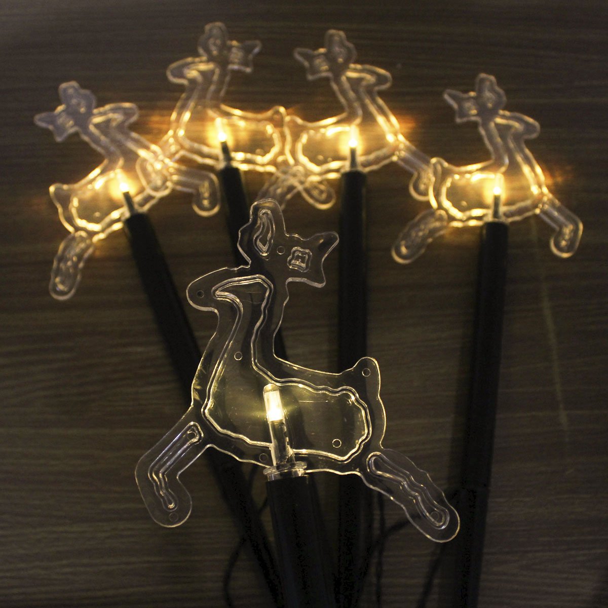 Pisca Solar Decoração Rena LEDs Amarelo Jardim Natal De 2,5m