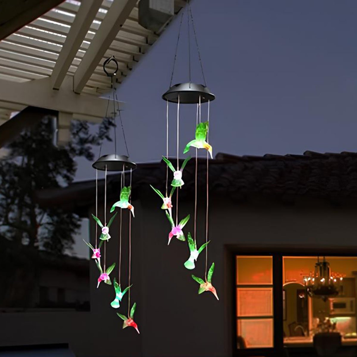 Pisca Solar Giratório Colibri Beija Flor Natal LEDs Colorido