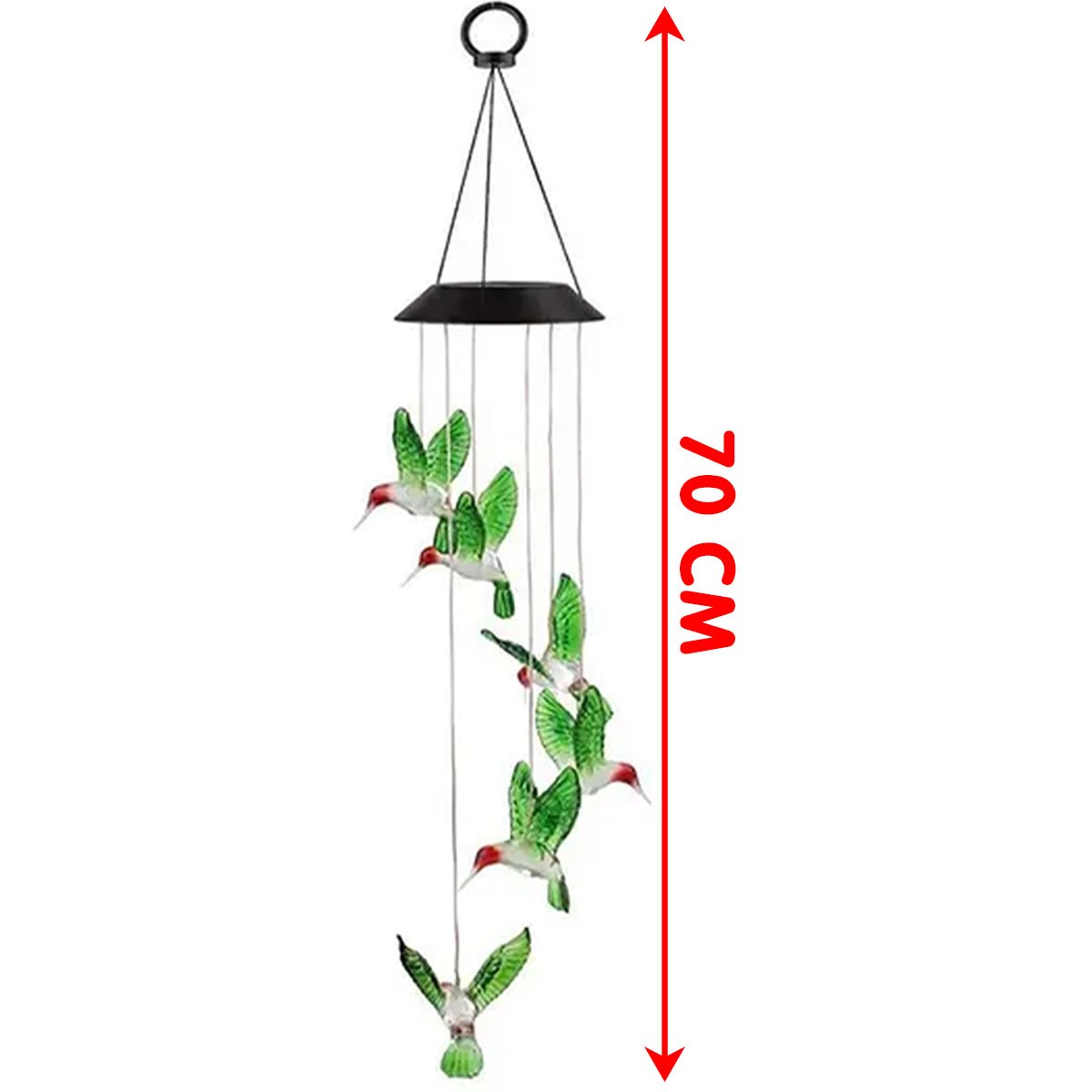 Pisca Solar Giratório Colibri Beija Flor Natal LEDs Colorido