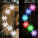 Pisca Solar Giratório Flocos Neve Enfeite Natal LED Colorido