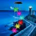 Pisca Solar Giratório Flocos Neve Enfeite Natal LED Colorido
