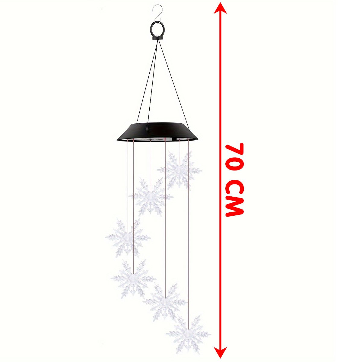 Pisca Solar Giratório Flocos Neve Enfeite Natal LED Colorido
