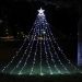Pisca Solar Luzes LEDs Branco Cortina Estrela Forma Árvore