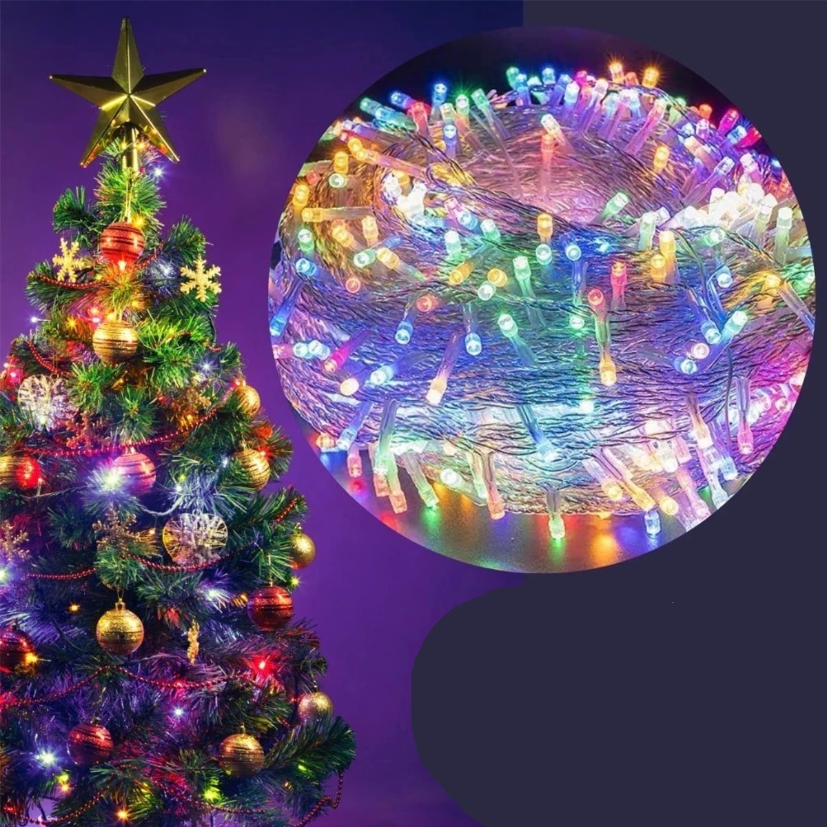 Pisca Varal Cordão Natal 600 Lâmpadas LED Colorido 100M 220v
