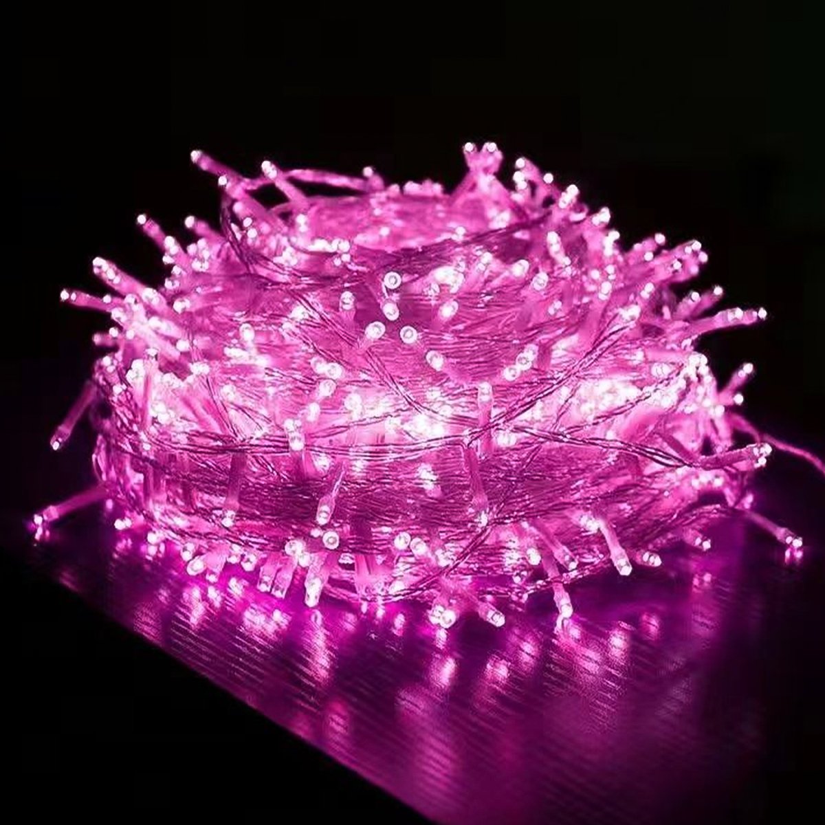 Pisca Varal Decoração Natal 200 Lâmpadas LEDs Rosa 17M 220v