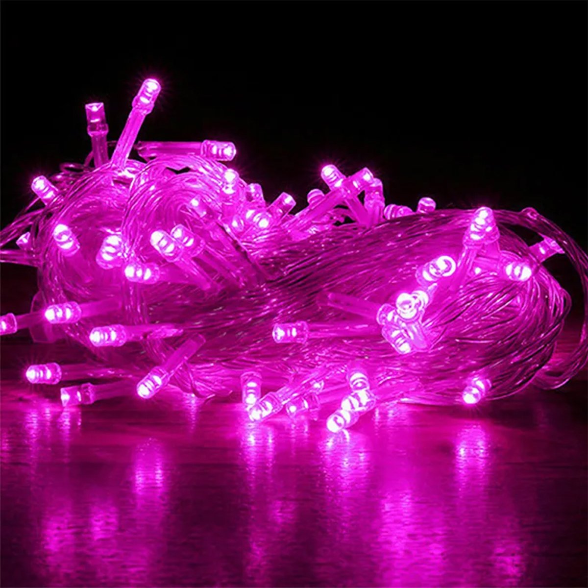 Pisca Varal Decoração Natal 200 Lâmpadas LEDs Rosa 17M 220v