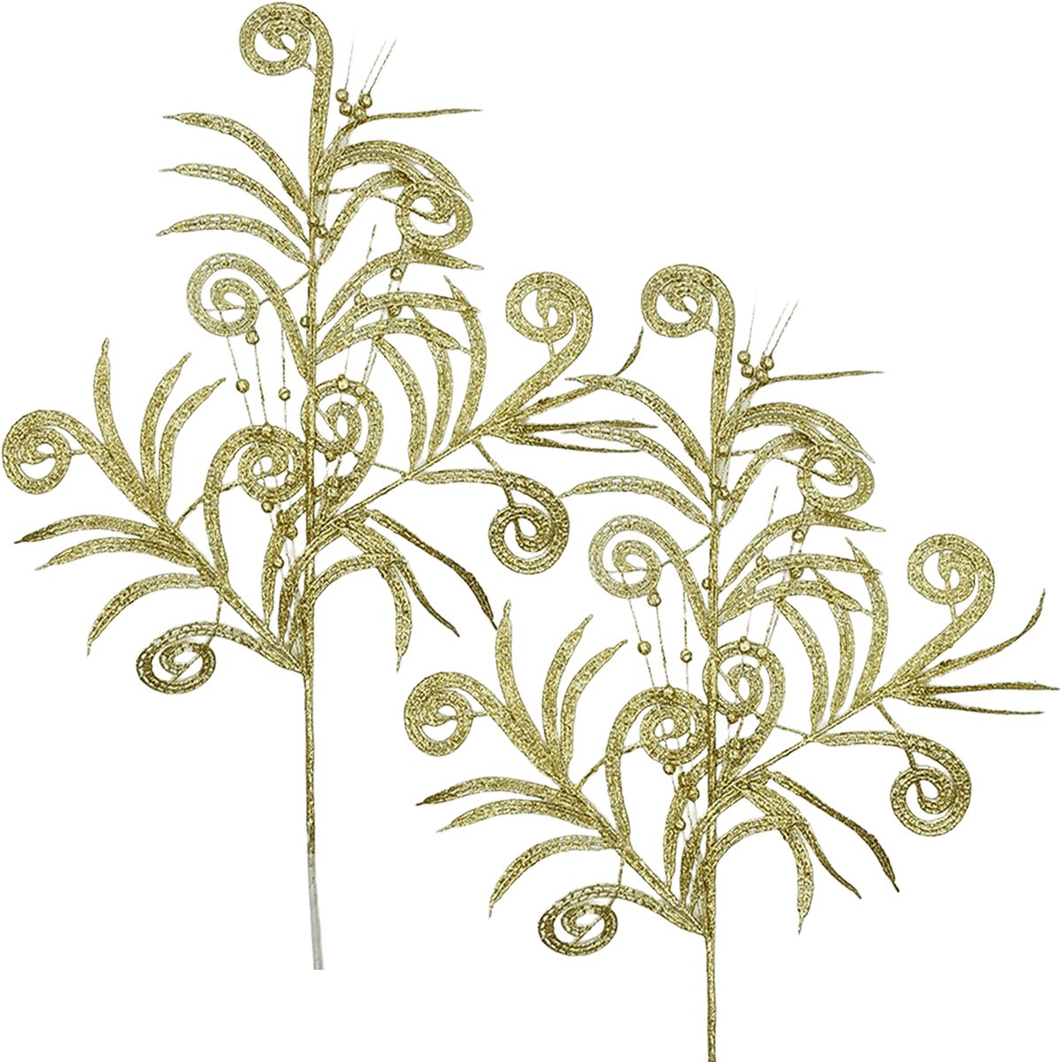 Plantas Folhas Decoração Natal Gliter Dourado 70cm Kit 8pçs