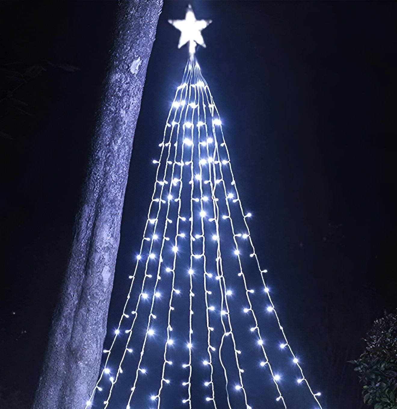 Ponteira Estrela Luzes LEDs Branco Enfeite Natal 1m Bivolt
