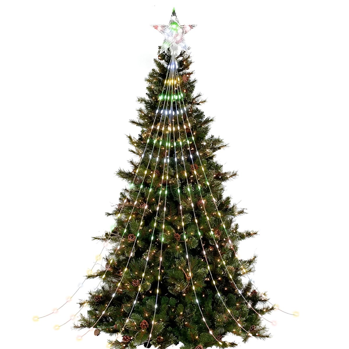 Ponteira Estrela Luzes LEDs Colorido Enfeite Natal 1m Bivolt
