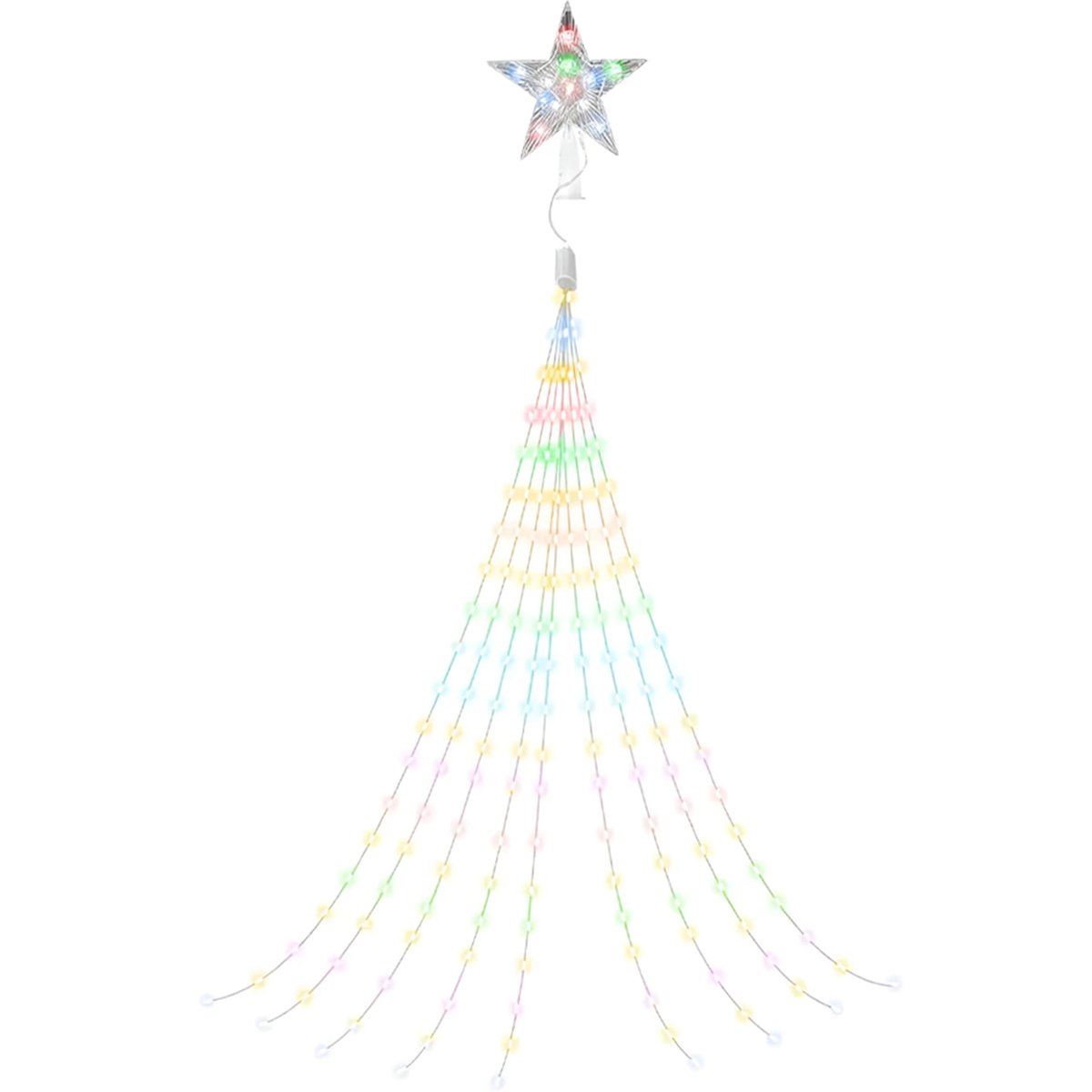 Ponteira Estrela Luzes LEDs Colorido Enfeite Natal 1m Bivolt
