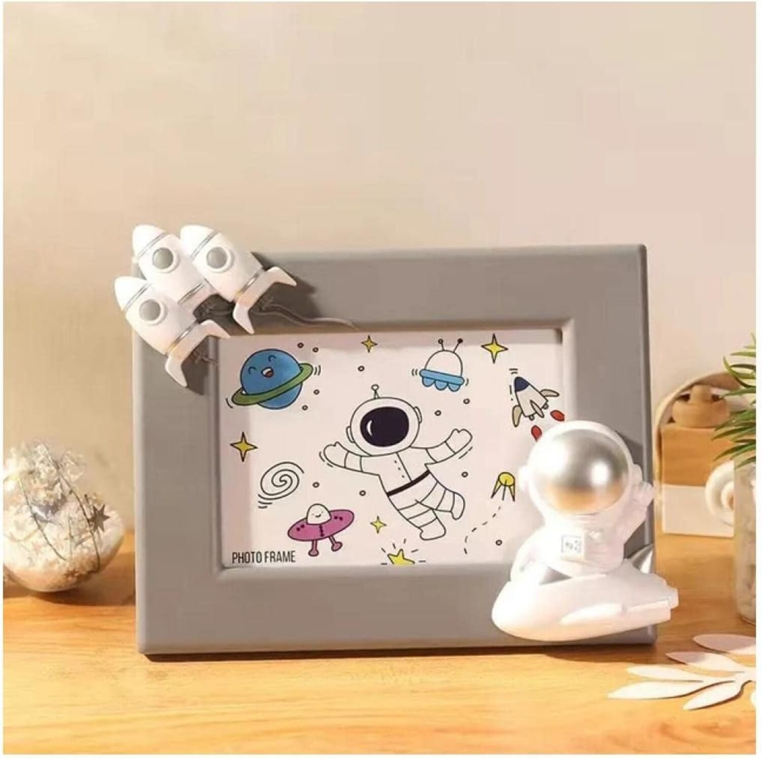 Porta Retrato Moldura Espacial De Astronauta Foguete Nasa 3D