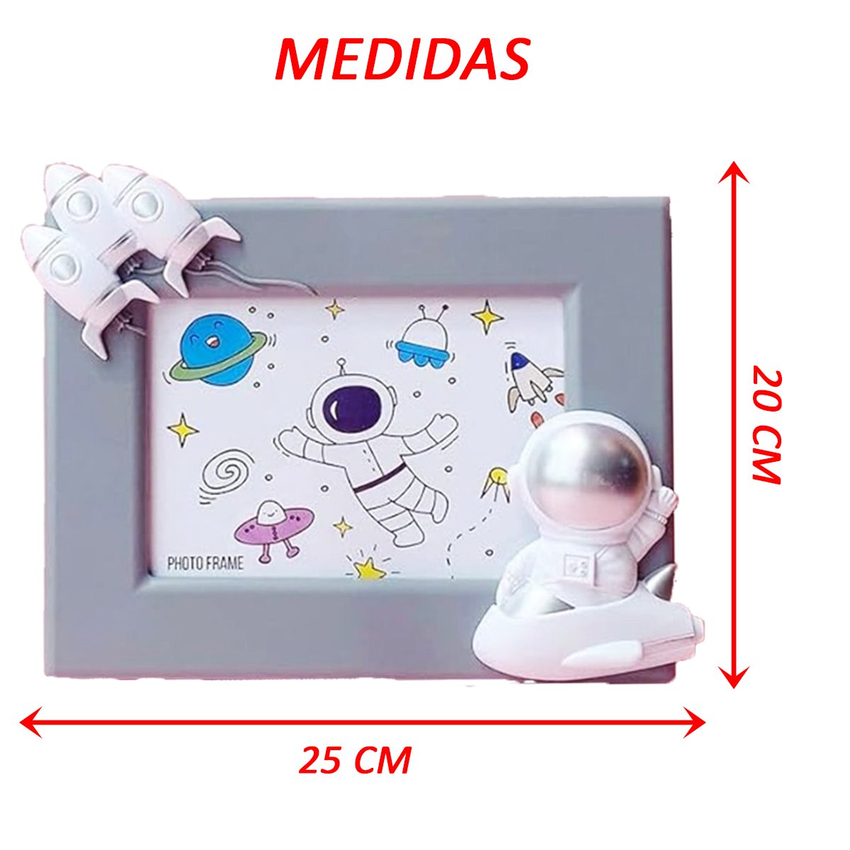 Porta Retrato Moldura Espacial De Astronauta Foguete Nasa 3D