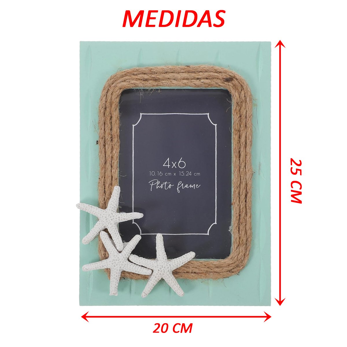 Porta Retrato Vertical Decoração Estrela Do Mar Artesanal