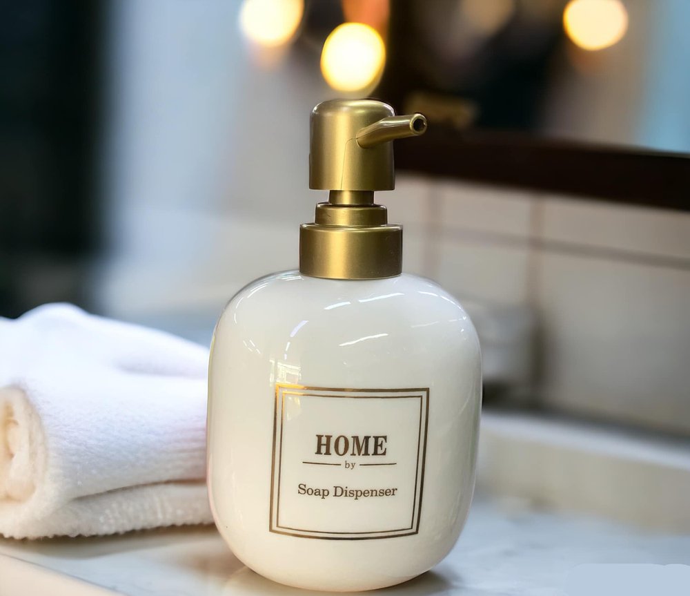 Porta Sabonete Líquido De Porcelana Oval Lavabo Luxo Branco