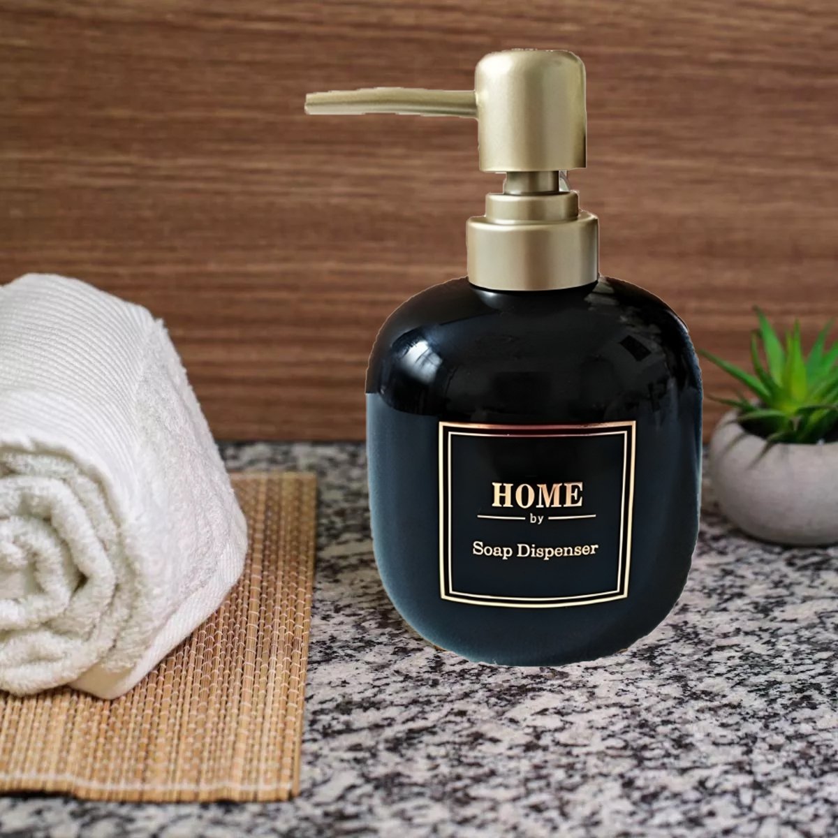 Porta Sabonete Líquido De Porcelana Oval Lavabo Luxo Preto