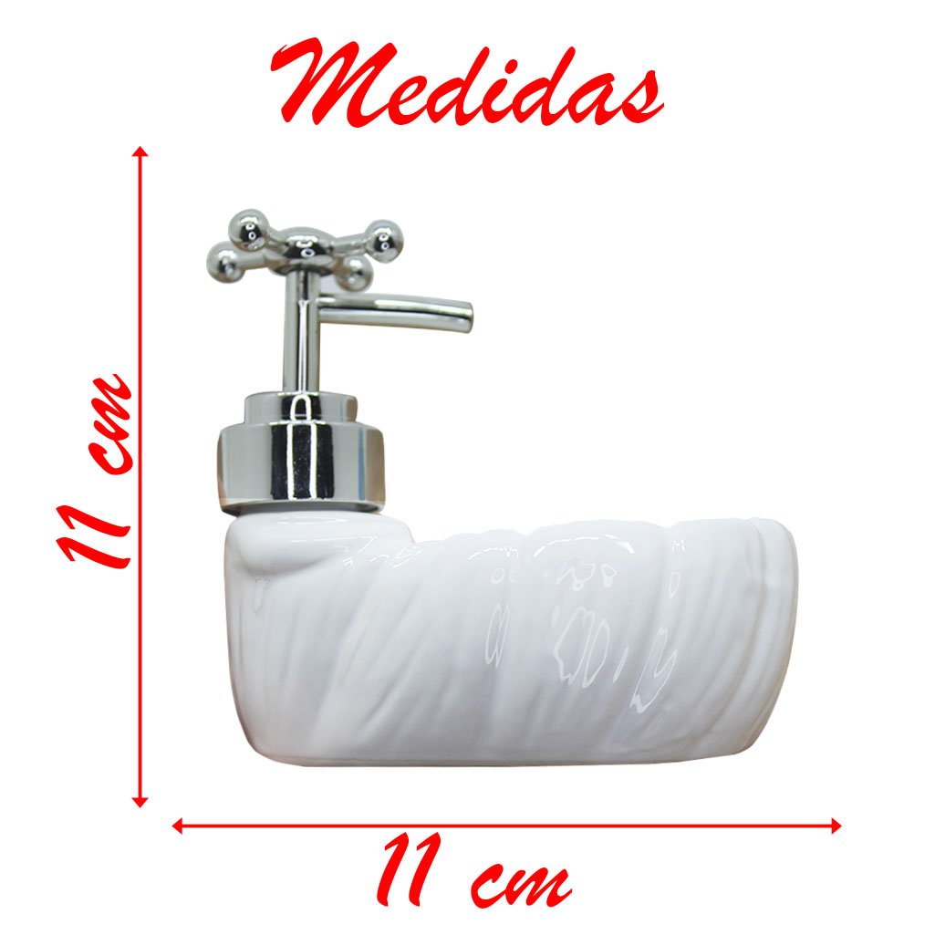 Porta Sabonete Liquido De Caracol Branco Cerâmica 11cm