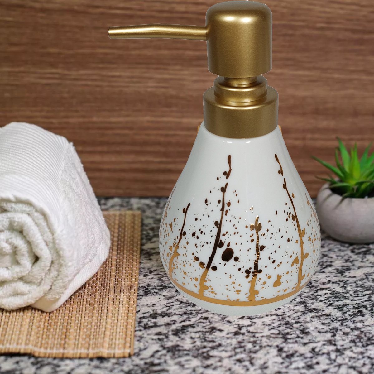 Porta Sabonete Liquido De Cerâmica Branco Premium 3D Lavabo