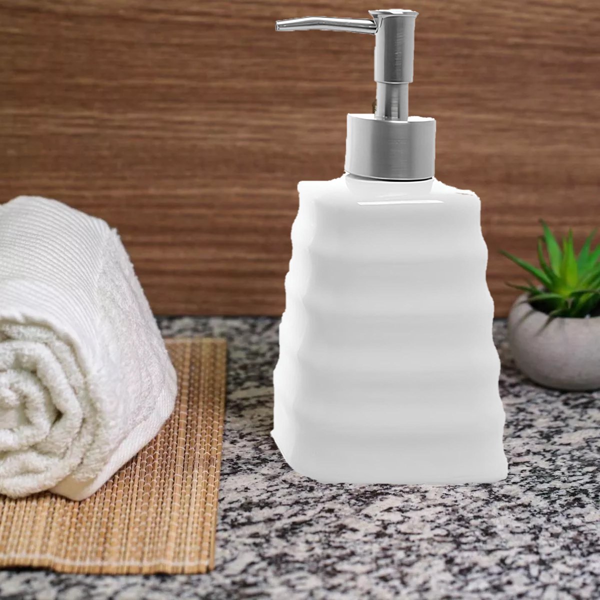Porta Sabonete Liquido Modelagem De Cerâmica Lavabo Branco