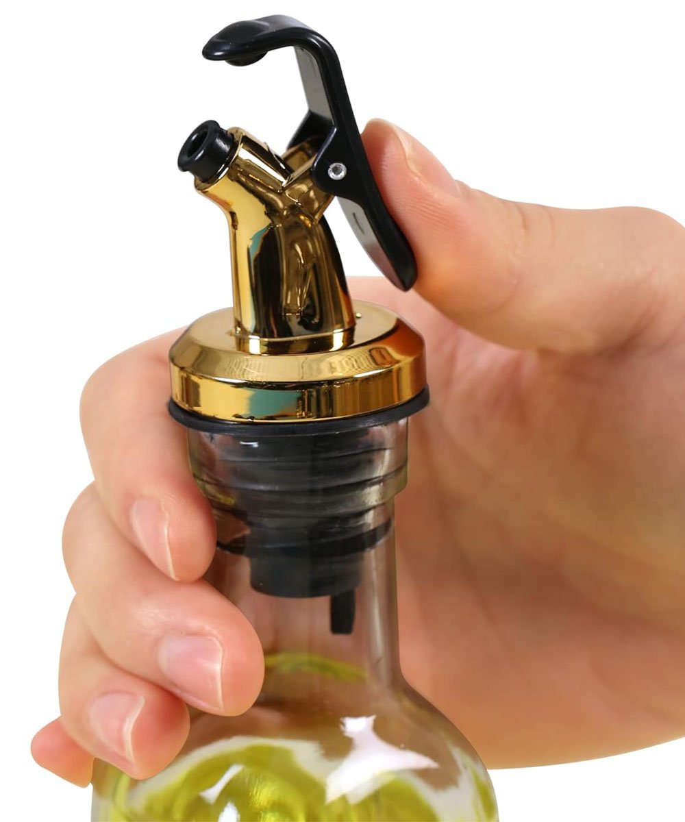 Porta Temperos Condimentos Galheteiro Dourado Suporte 4Pçs