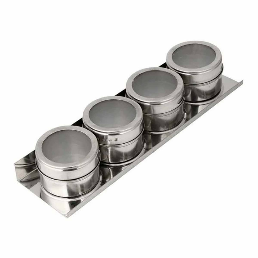 Porta Temperos E Condimentos Magnético Inox Geladeira Cozinha 