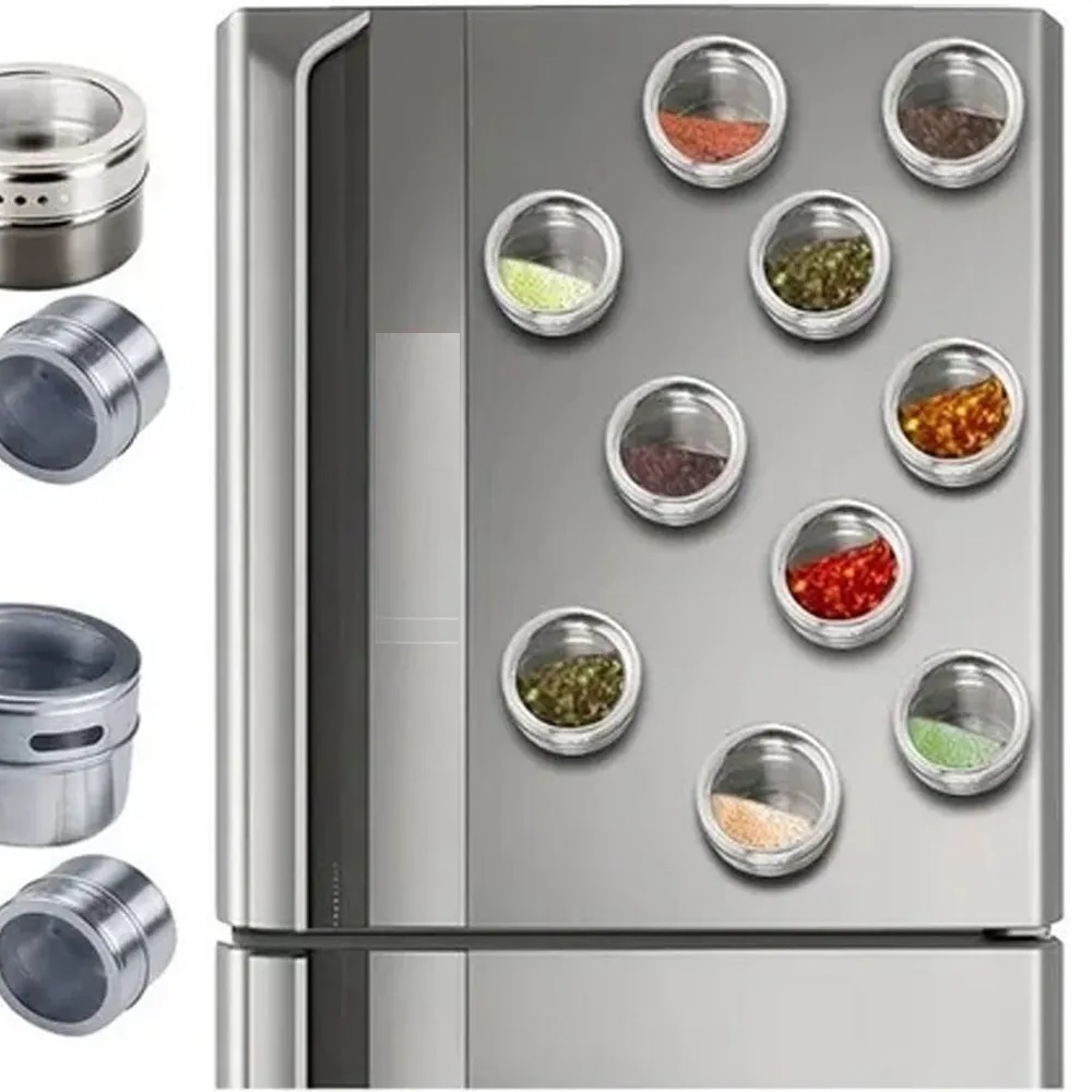 Porta Temperos E Condimentos Magnético Inox Geladeira Cozinha 