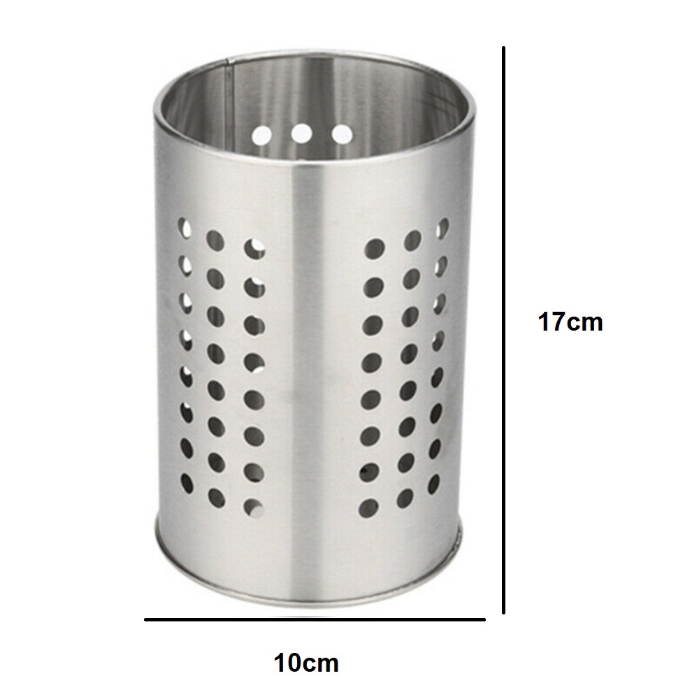 Porta Utensílios e Talheres Em Inox 17x10cm  Cinza