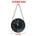 Relógio De Parede Black Quartz Redondo Com Corda De Sisal