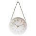 Relógio De Parede Branco Quartz Redondo Com Corda De Sisal