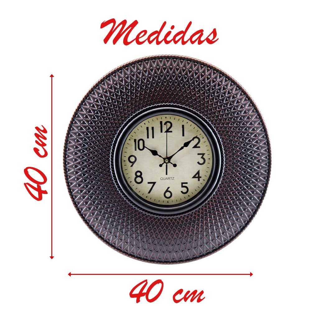 Relógio De Parede Decorativo Clássico 40cm Cobre