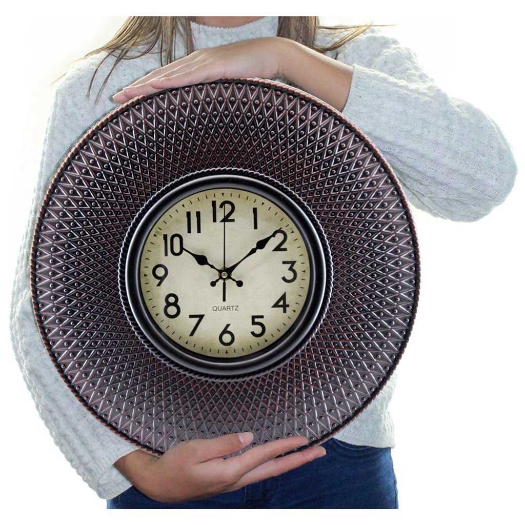 Relógio De Parede Decorativo Clássico 40cm Cobre