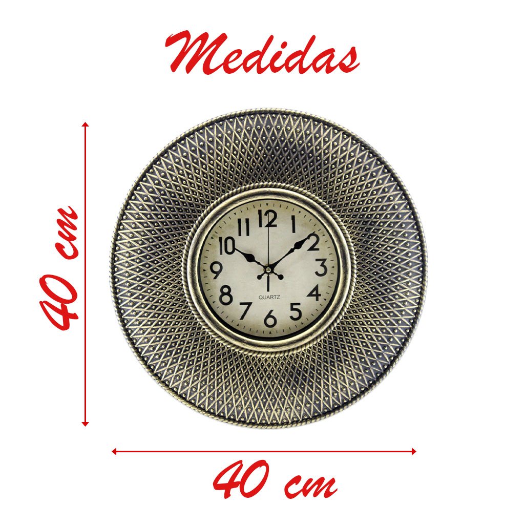 Relógio De Parede Decorativo Clássico 40cm Dourado