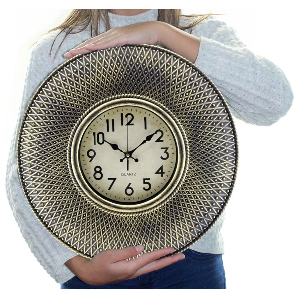 Relógio De Parede Decorativo Clássico 40cm Dourado