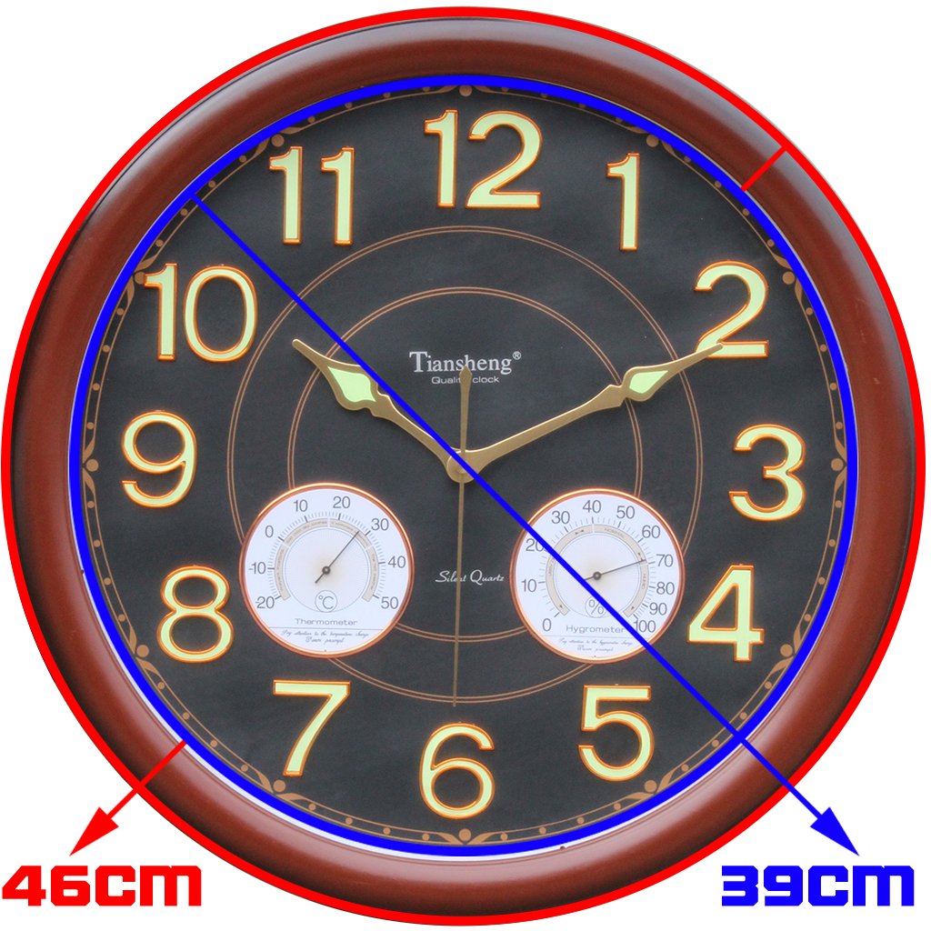Relógio De Parede Decorativo Tiansheng® 46cm Preto