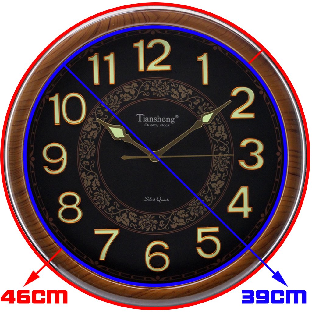 Relógio De Parede Decorativo Tiansheng® 46cm Preto