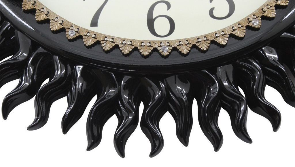 Relógio De Parede Místico Solar Oriental 45cm Preto