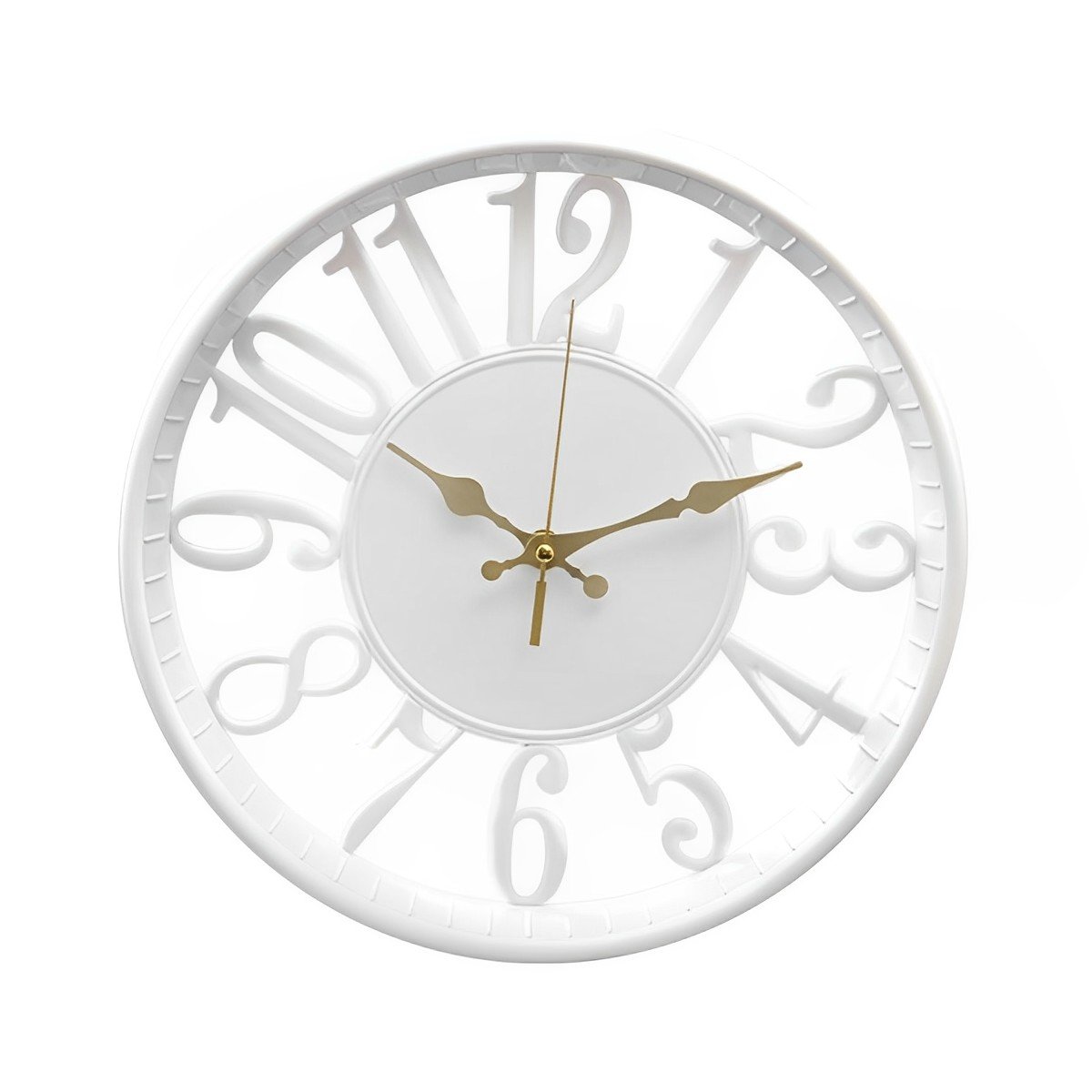 Relógio De Parede Minimalista Decorativo Branco 30,5cm Vazado