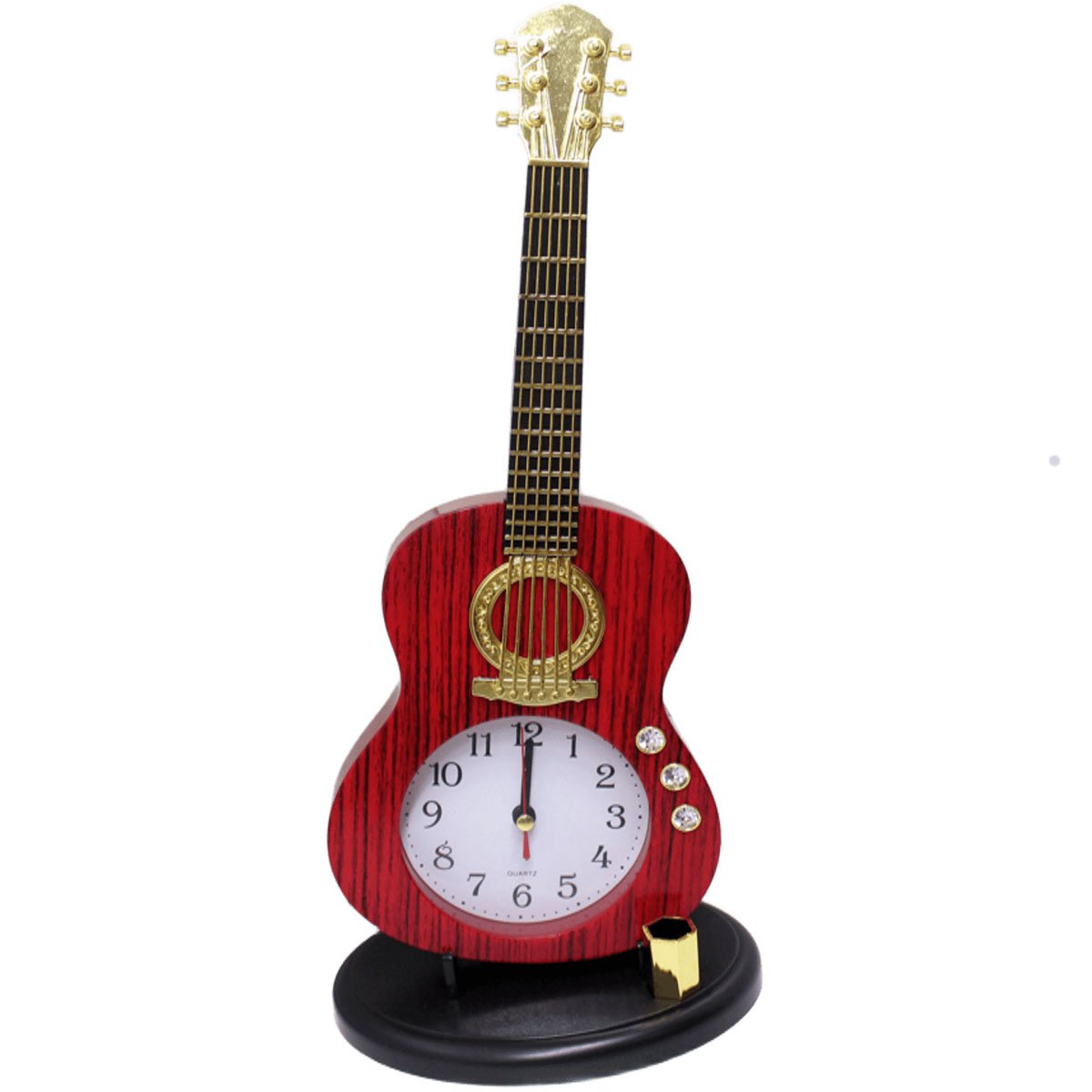 Relógio Estilo Violão Porta Caneta Decoração De Mesa Vintage