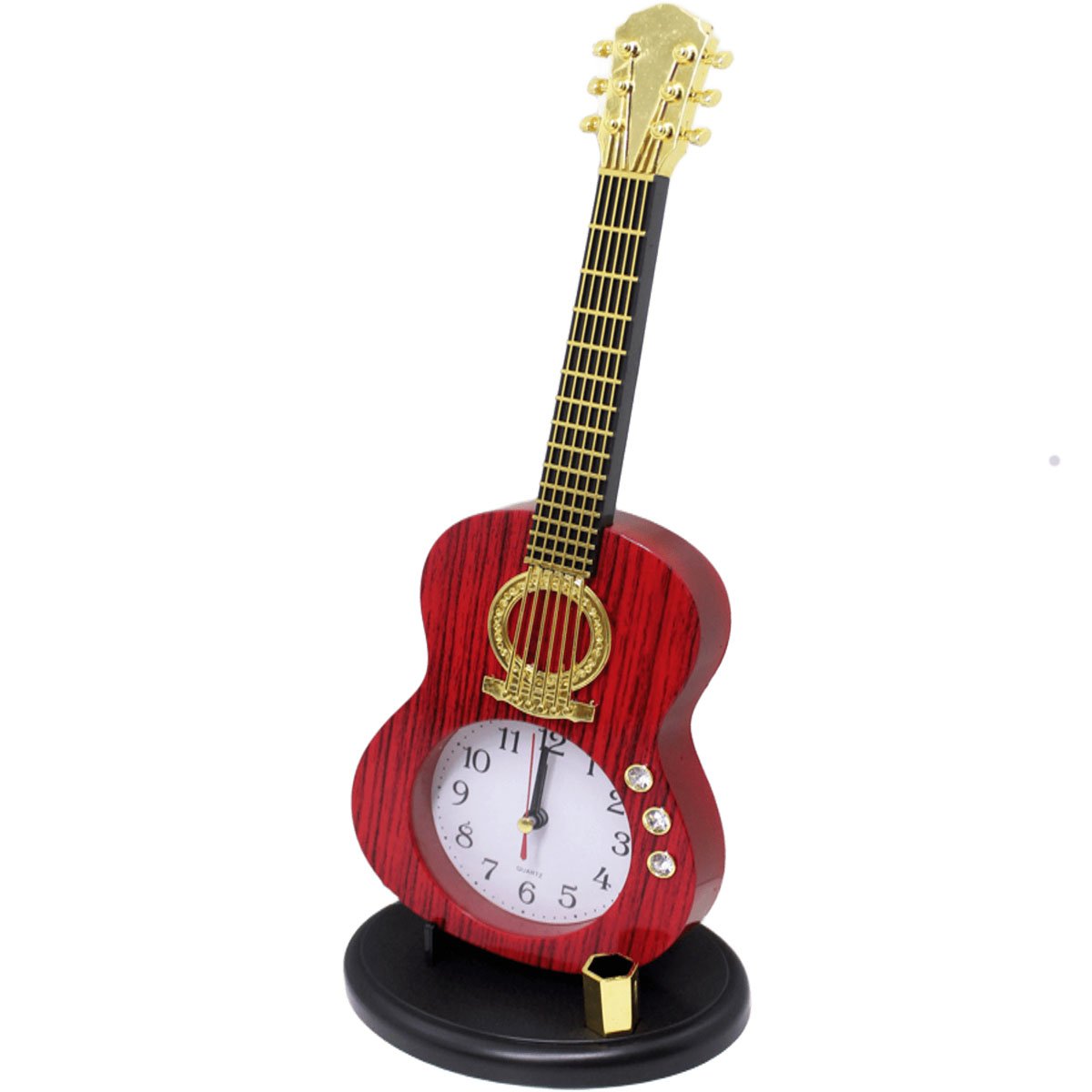 Relógio Estilo Violão Porta Caneta Decoração De Mesa Vintage